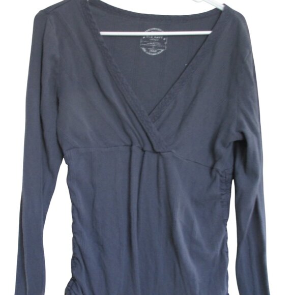 Old Navy Maternity T Shirt Womens Large Gray Long Sleeve V Neck‎ Pullover Top - Picture 1 of 5